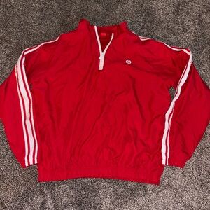 Red Target Quarter-Zip Pullover with White Stripes Windbreaker